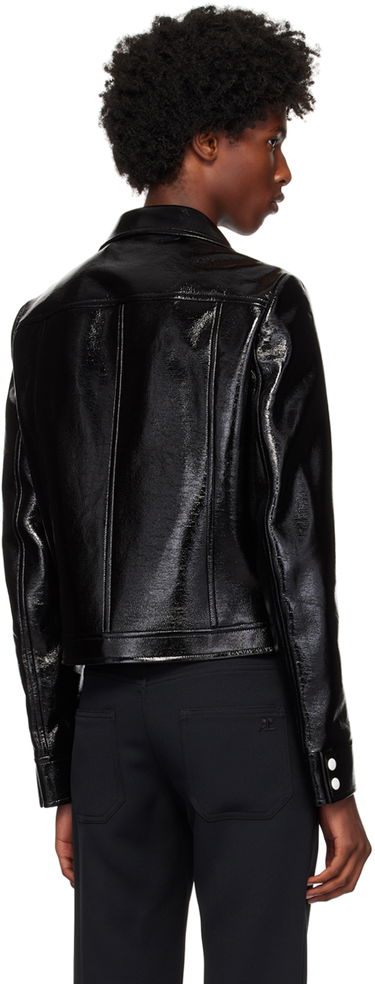 Bunda Courrèges Vinyl Cropped Jacket Čierna | PERCBL017VY0014, 2