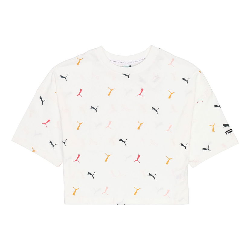 Crop Top Puma Classics Graphics AOP Boyfriend T-Shirt Biela | 533152-02