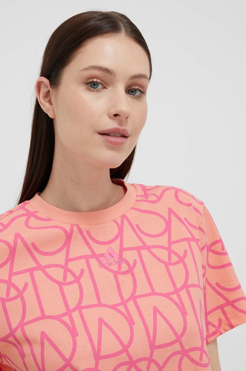 Tričko adidas Originals Allover adidas Graphic Boyfriend Tee Ružová | IC5711, 0