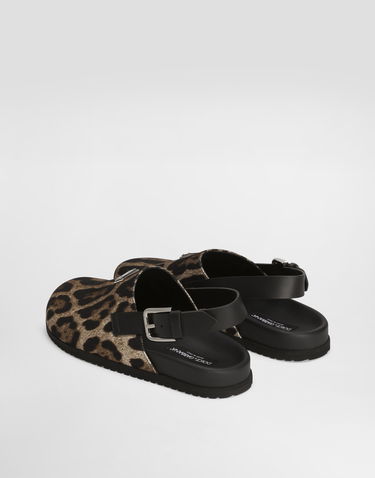 Tenisky a topánky Dolce & Gabbana Dolce & Gabbana Canvas Leopard Print Mules with Back Strap Hnedá | A80465A6A87HY13M, 2