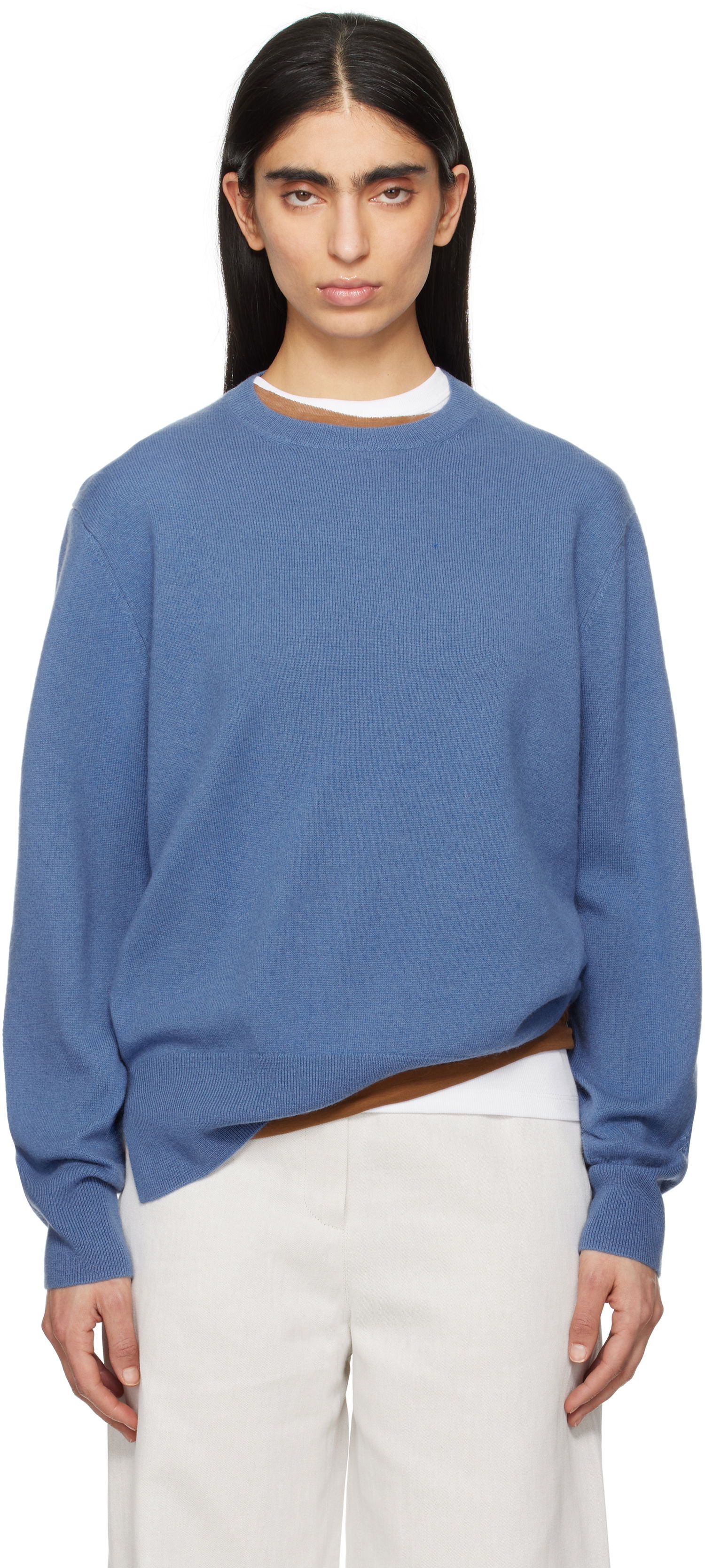 Sveter TOTEME TOTEME Crew-Neck Cashmere Knit Sweater Modrá | 252-WRT1734-YA0016, 0