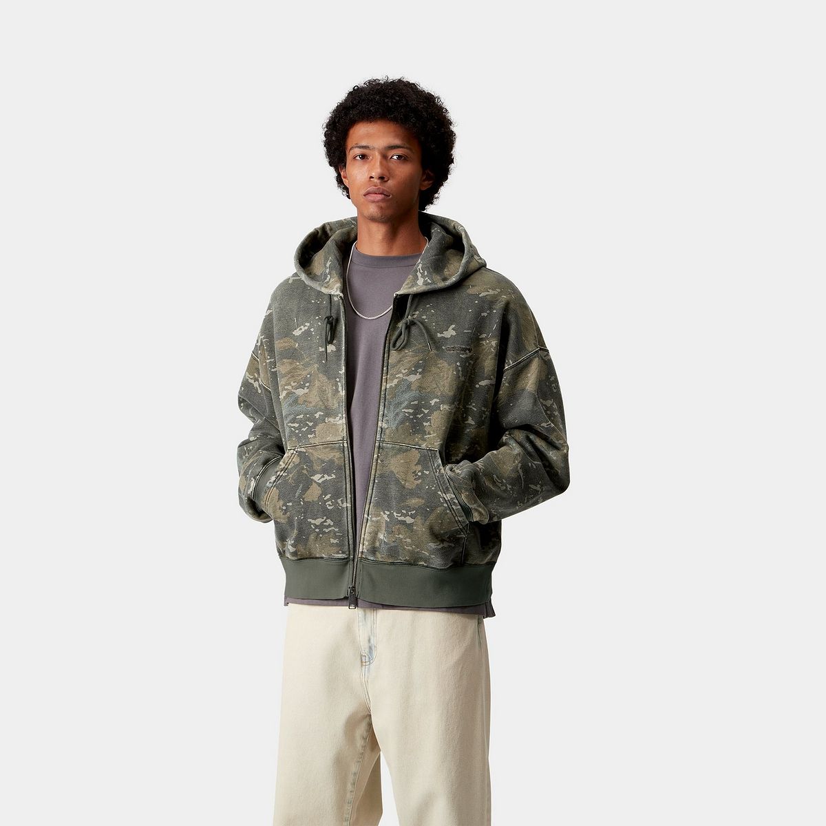 Bunda Carhartt WIP Carhartt WIP Benton Hooded Camo Sweat Jacket Zelené | I035437_5, 0