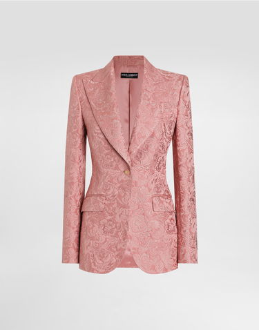 Bunda Dolce & Gabbana Dolce & Gabbana Turlington Single-Breasted Floral Jacquard Jacket Ružová | F29UCTHJMQKF0473, 0
