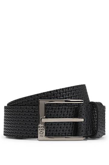 Opasok BOSS BOSS Woven Leather Belt Čierna | 50542683, 0