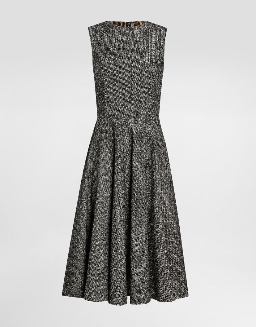 Šaty Dolce & Gabbana Dolce & Gabbana Sleeveless Chevron Print Dress Šedá | F6TYHTFCZAES8030