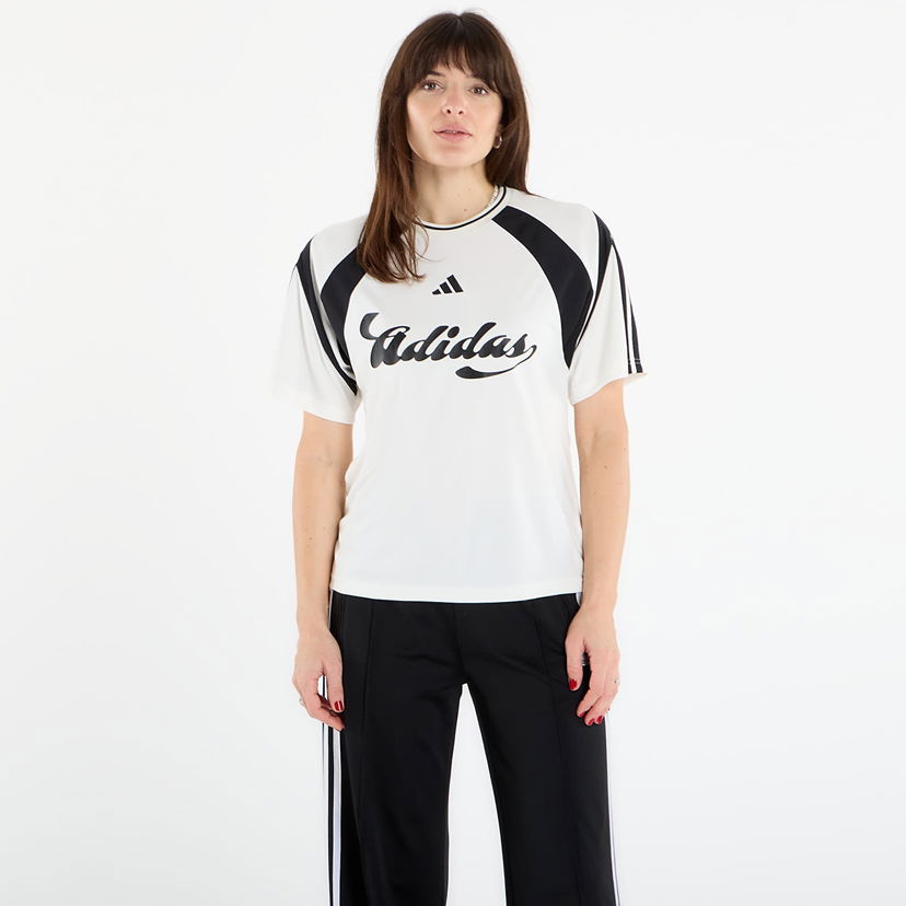 Dres adidas Performance Script Logo Contrast Panel Short Sleeve Jersey Top Biela | KB6126