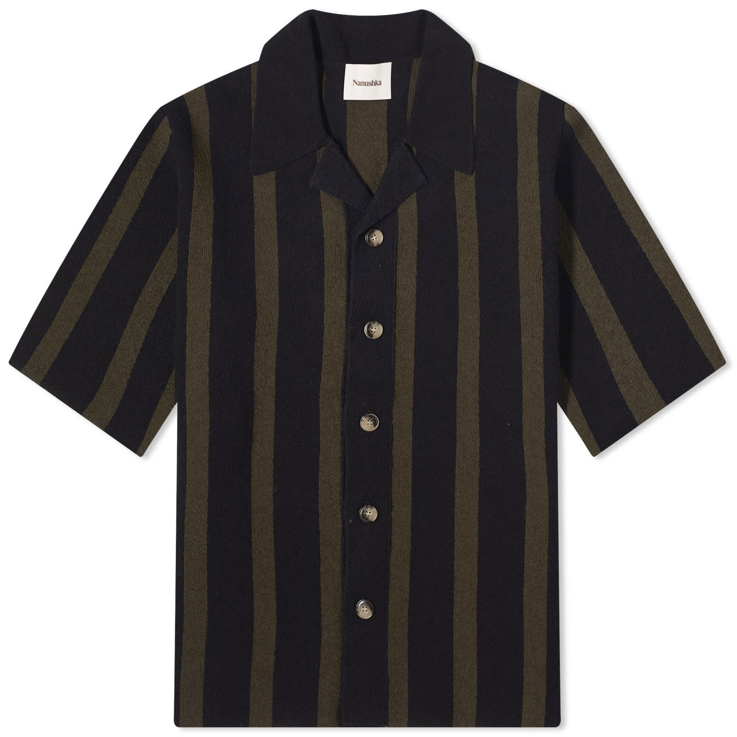 Košeľa Nanushka Ziko Terry Stripe Vacation Shirt Čierna | NM23PFSH01366, 0
