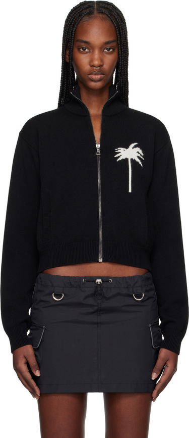 Sveter Palm Angels Palm Angels Palm Inlay Knit Track Jacket Čierna | PWHA061S25KNI0011003, 0