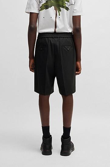 Šortky BOSS Modern-Fit Stretch-Wool Blend Shorts Čierna | 50538592, 1