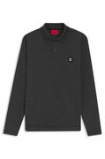 Cotton-blend long-sleeve polo shirt with stacked logo