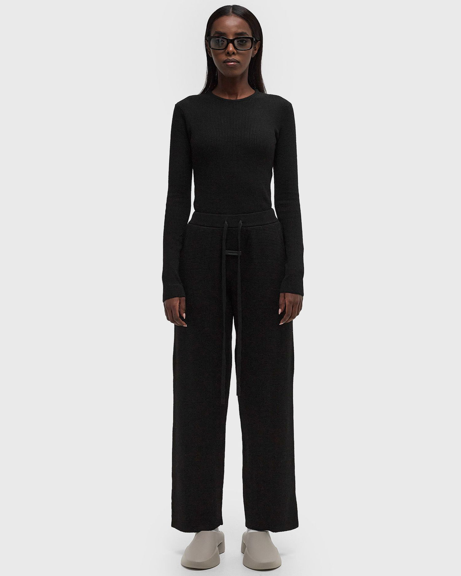 Sveter Fear of God Essentials Waffle Fitted Long Sleeve Sweater L Čierna | 192BT247240FW-001, 1