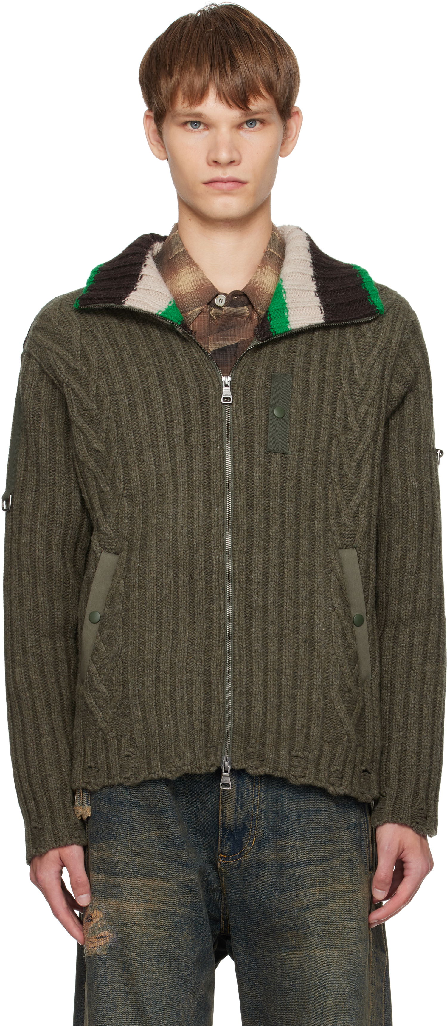 Sveter Andersson Bell Andersson Bell Stripe High-Neck Zip-Up Sweater Zelené | atb1344m, 0