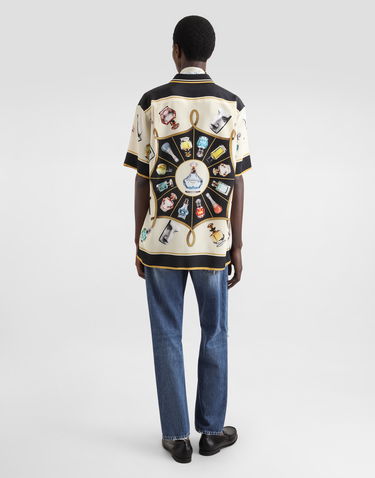 Košeľa Dolce & Gabbana Dolce & Gabbana Perfume Print Silk Shirt Béžová | G5LG9THI1V3HH5HZ, 2