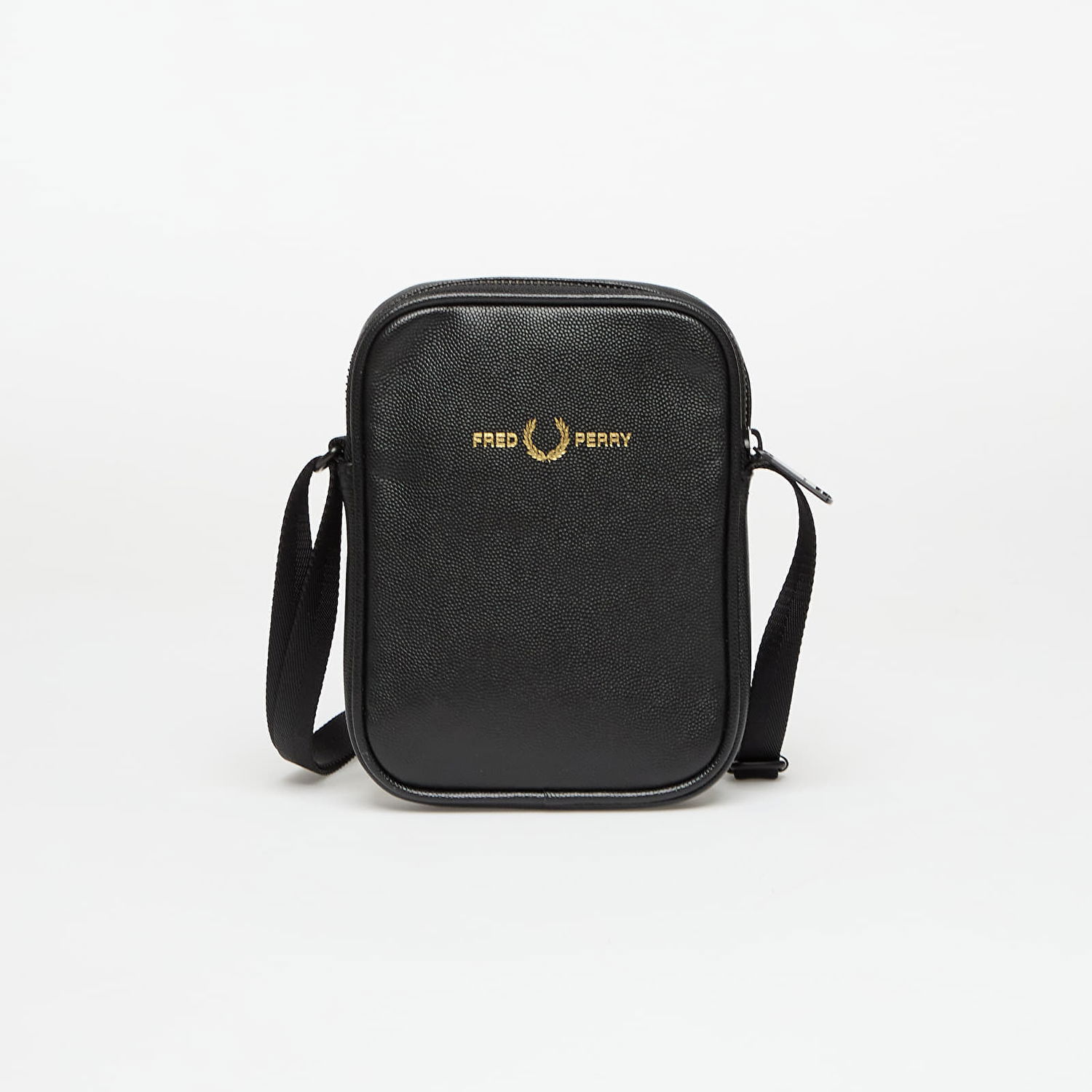 Taška cez rameno Fred Perry FRED PERRY Scotchgrain Leather Side Bag Čierna | L1189 102, 0