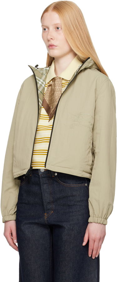Vetrovka Burberry Burberry Cropped Check Reversible Hoodie Zelené | 8105850, 3