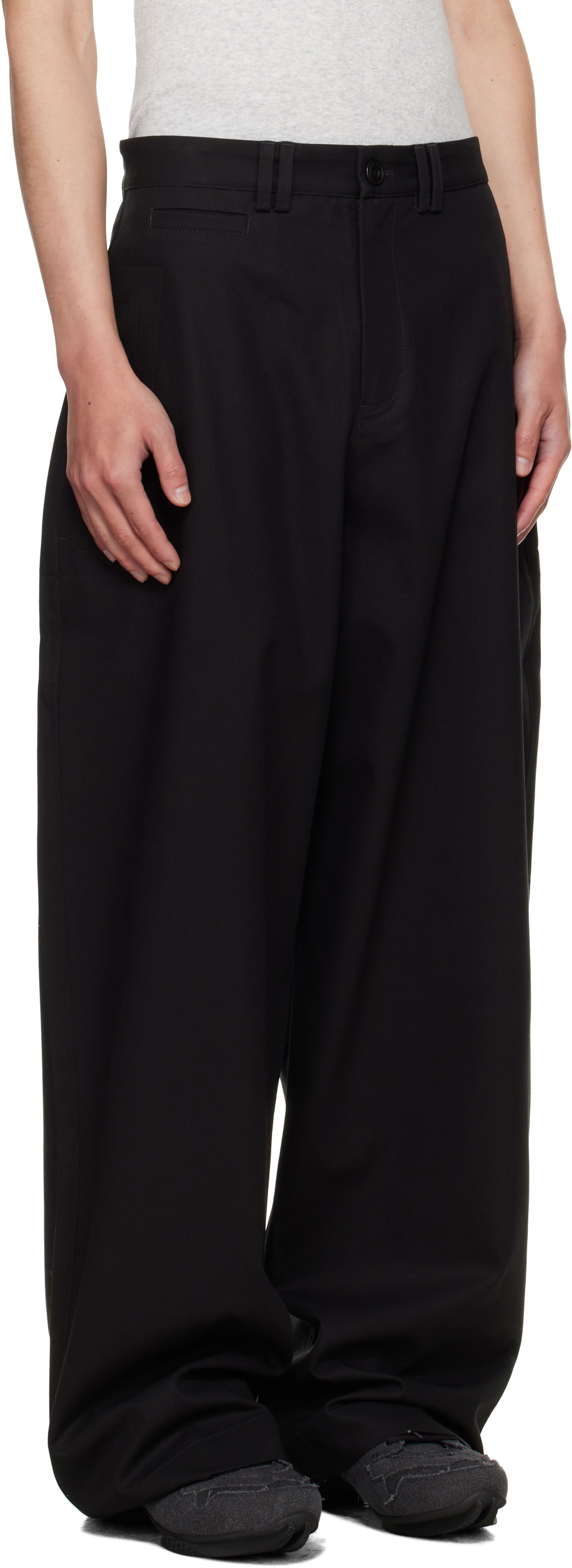 Nohavice sage NATION SAGE NATION Wide Tailored Trousers Čierna | S128 WIDE TAILORED TROUSER COT, 1