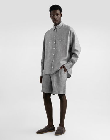 Košeľa Dolce & Gabbana Dolce & Gabbana Washed Linen Canvas Shirt Šedá | G5NI3TFU4MFS8290, 1