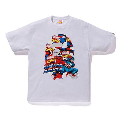 Tričko BAPE Bathing Ape x Marvel Captain America Graphic Tee Biela | 1F23110921, 0