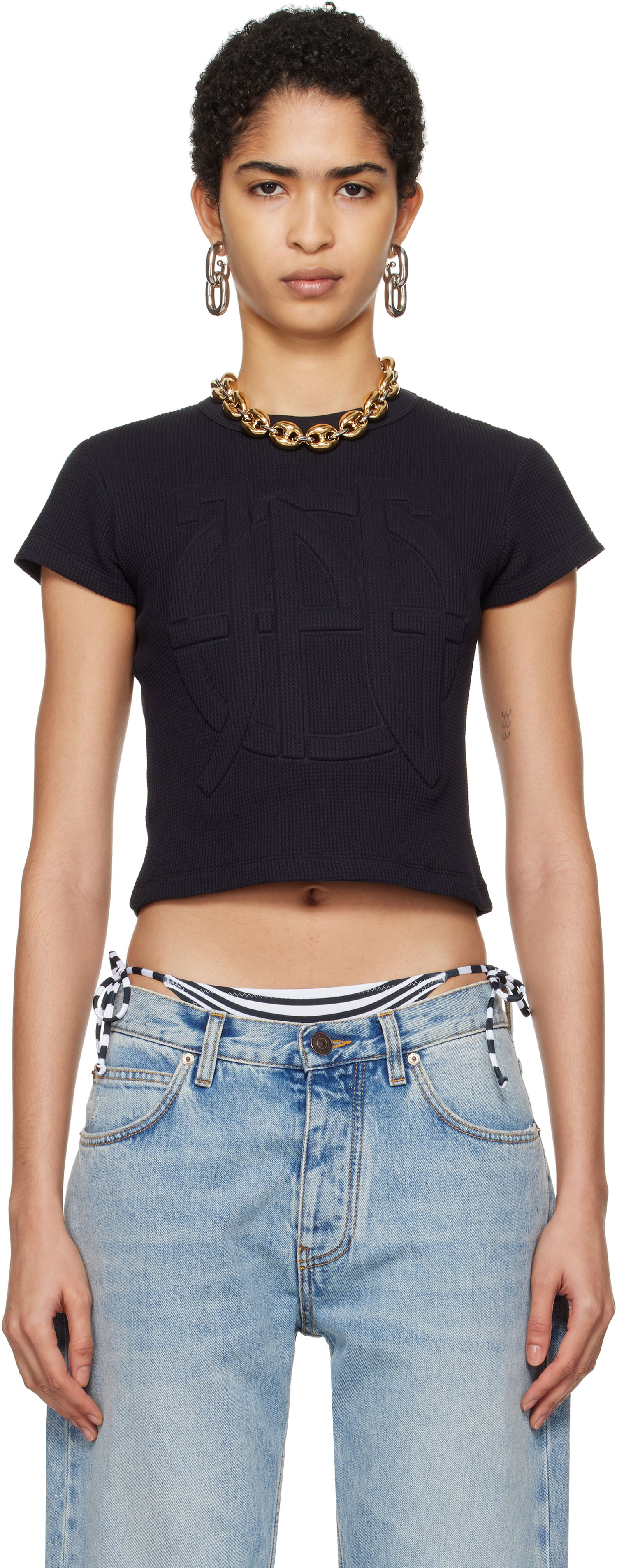 Crop Top Jean Paul Gaultier Gaultier 'The JPG' Cropped T-Shirt Čierna | 25/33-F-TS097E-J071-00, 0