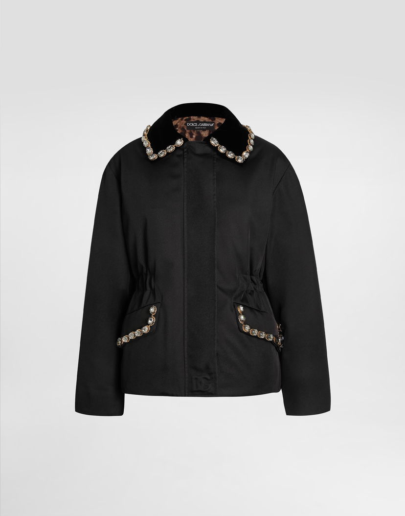 Bunda Dolce & Gabbana Dolce & Gabbana Embellished Collar Jacket Čierna | F9S85ZGDC9FN0000