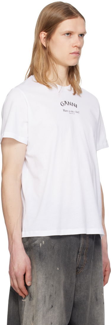 Tričko GANNI Thin Jersey Relaxed T-shirt Biela | T3561-151, 2