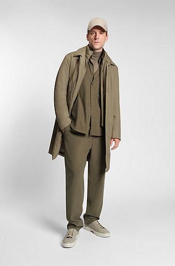 Košeľa BOSS Regular-fit shirt in baby corduroy Zelené | 50550679, 1