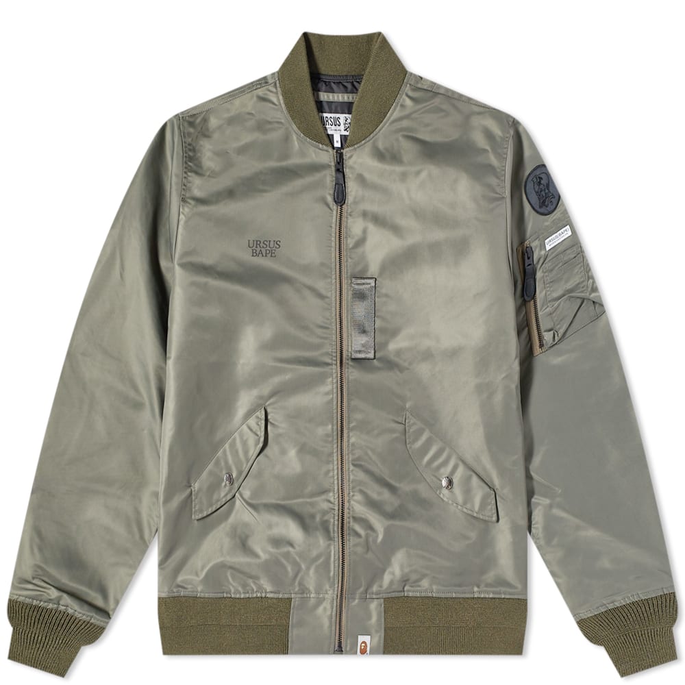 Bunda BAPE Ursus Nylon Loose Fit MA-1 Jacket Šedá | 001HJH701008J-OLD, 0