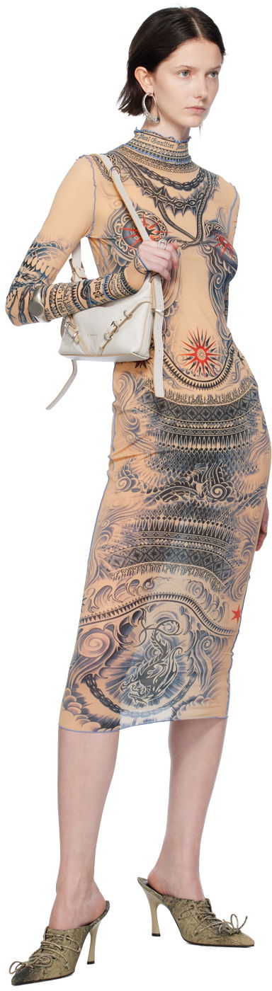 Gaultier Printed Mesh Midi Dress