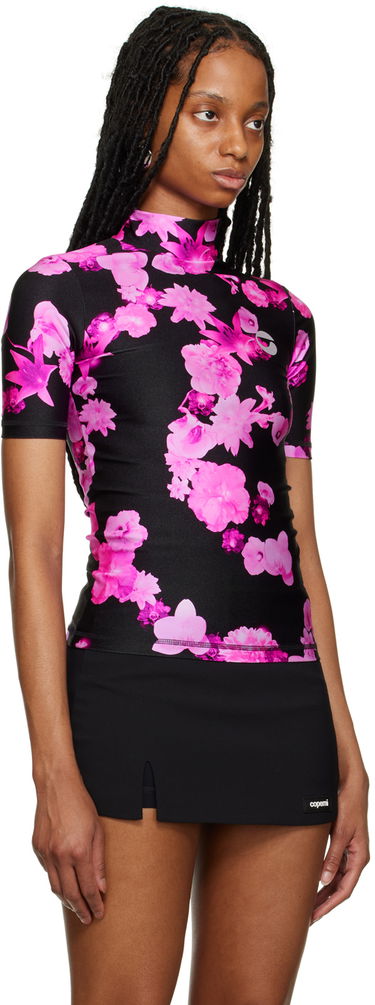Crop Top Coperni Coperni Floral Fitted T-Shirt Čierna | COPJS20BIS544, 1