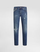 Slim-fit Stretch Cotton Denim Jeans With Logo Embroidery