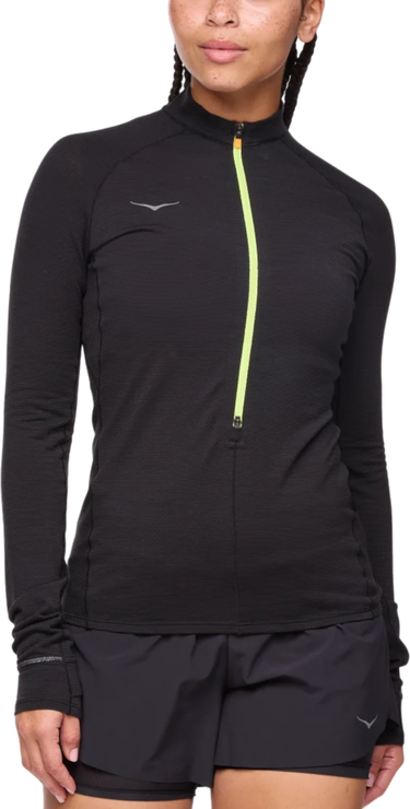 Mikina Hoka One One Hoka BaseZip Long Sleeve Čierna | 1156112-blk, 0