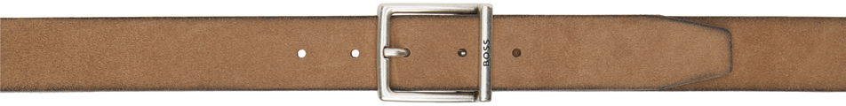 Opasok BOSS Suede Squared Buckle Engraved Logo Belt Hnedá | 50471322, 0