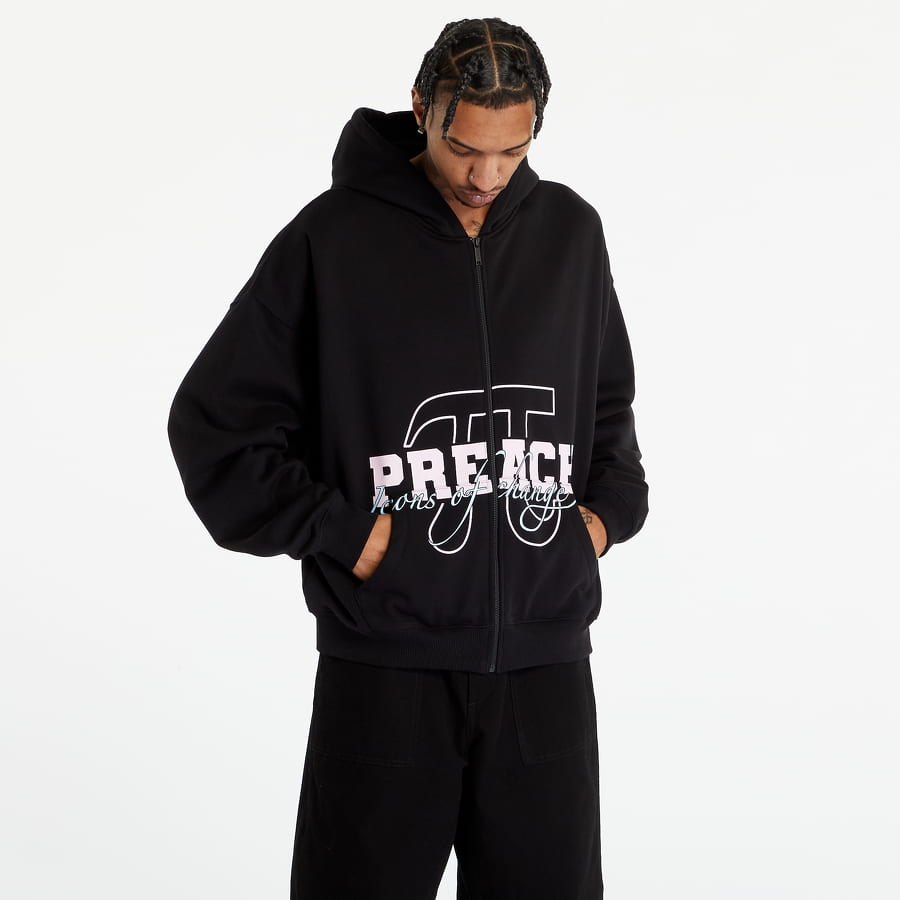 Mikina PREACH Varsity Zip Hoody Washed Čierna | 206293 9069, 0