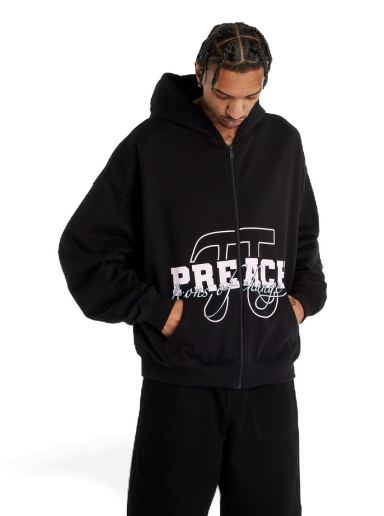 Mikina PREACH Varsity Zip Hoody Washed Čierna | 206293 9069