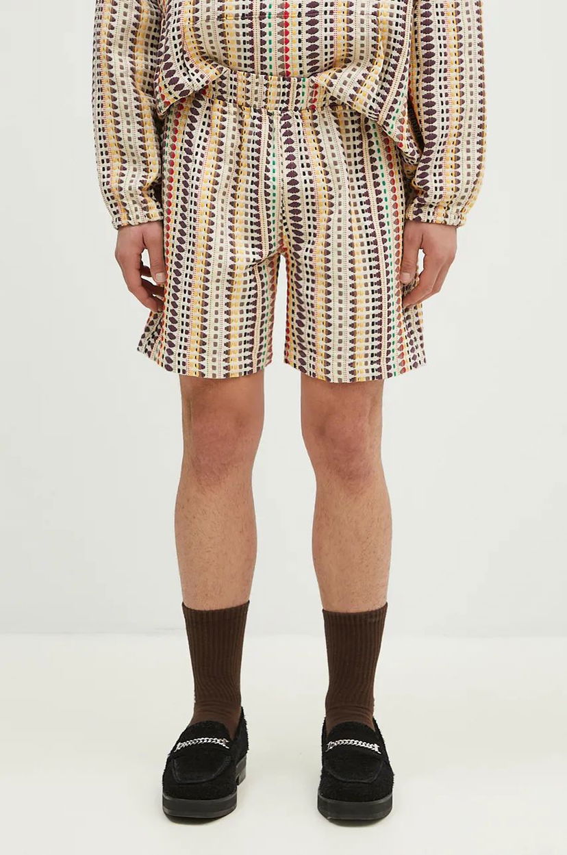 Šortky Pleasures Stitch Patterned Shorts Béžová | P24F053