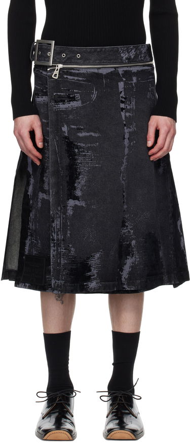 Sukňa Jean Paul Gaultier Jean Paul Gaultier 'The Flocked' Denim Kilt Čierna | 25/33-F-JU161-D016-06, 0