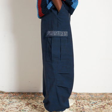 Cargo nohavice Pleasures Visitors Wide Fit Cargo Pants Navy | P23F012-NAVY, 4