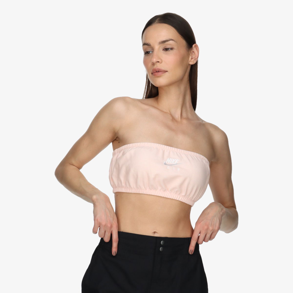 Tričká a tielka Nike W NSW AIR PIQUE TOP BANDEAU Béžová | DM6460-610, 0
