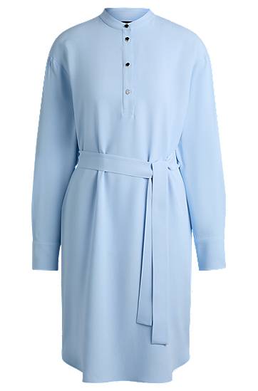 Šaty BOSS Belted Shirt Dress with Snap Placket Modrá | 50534581, 0