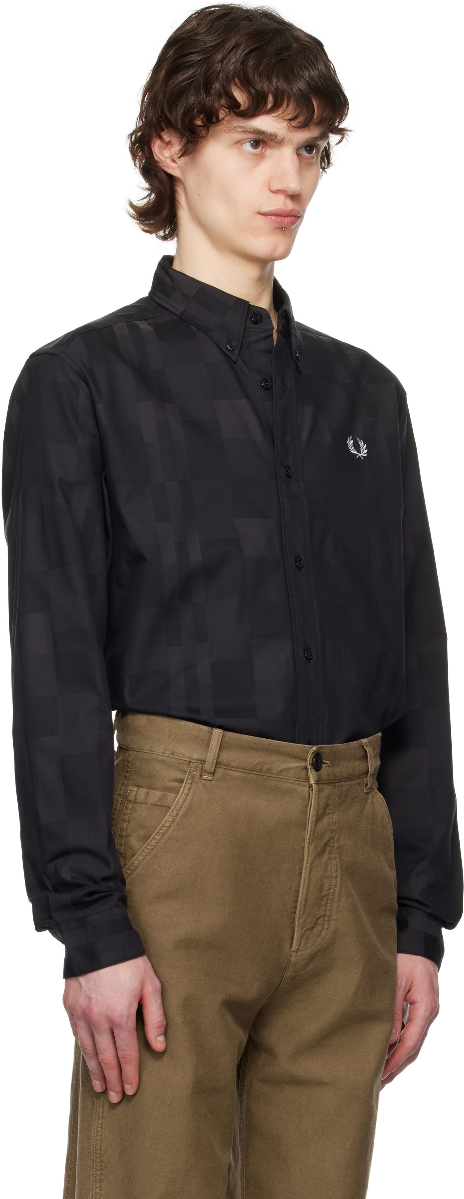 Košeľa Fred Perry Fred Perry Checkerboard Shirt Čierna | M8713, 1