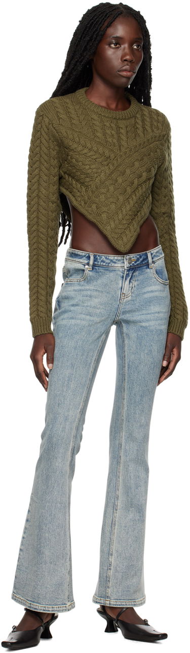 Sveter Miaou Miaou Vela Cropped Cable Knit Sweater Zelené | 7060CKOLV, 3