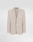 Dolce & Gabbana Single-Breasted Stretch Jersey Jacket with Logo Embroidery