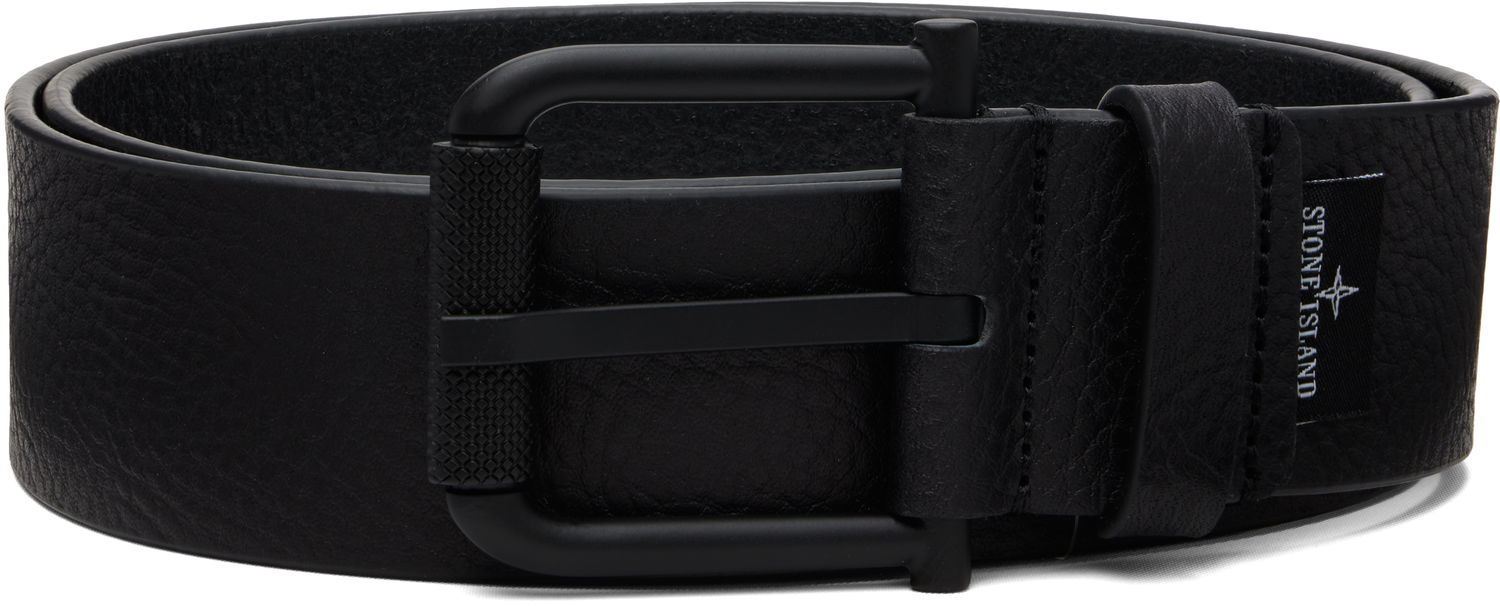 Opasok Stone Island Stone Island Tumbled Leather Belt Čierna | K2S15 9300002 S0072, 0
