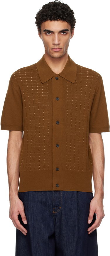 Sveter Tiger of Sweden Tiger of Sweden Araawen Merino Wool Knit Polo Shirt Hnedá | 112165, 0