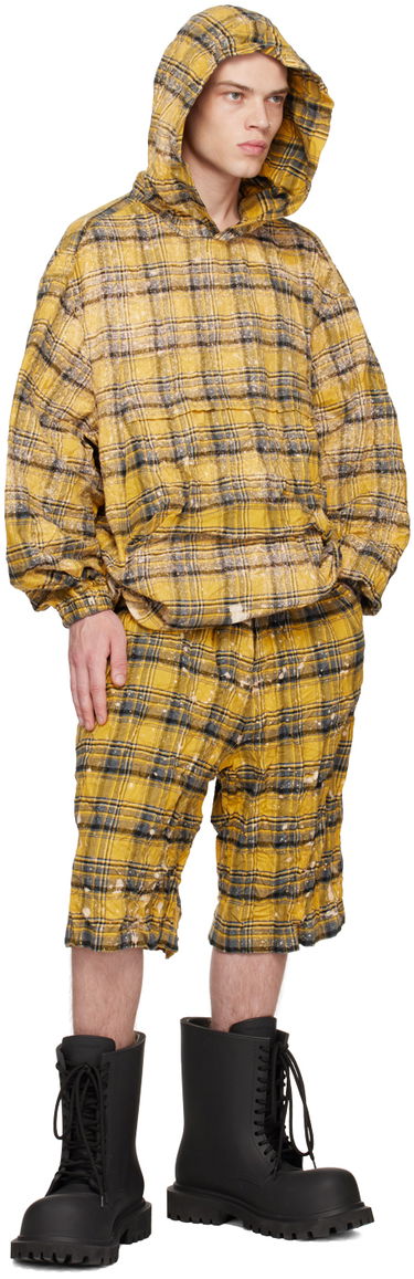 Šortky We11done We11done Crinkled Check Shorts Žltá | WD-PT1-23-254-U-YE, 3
