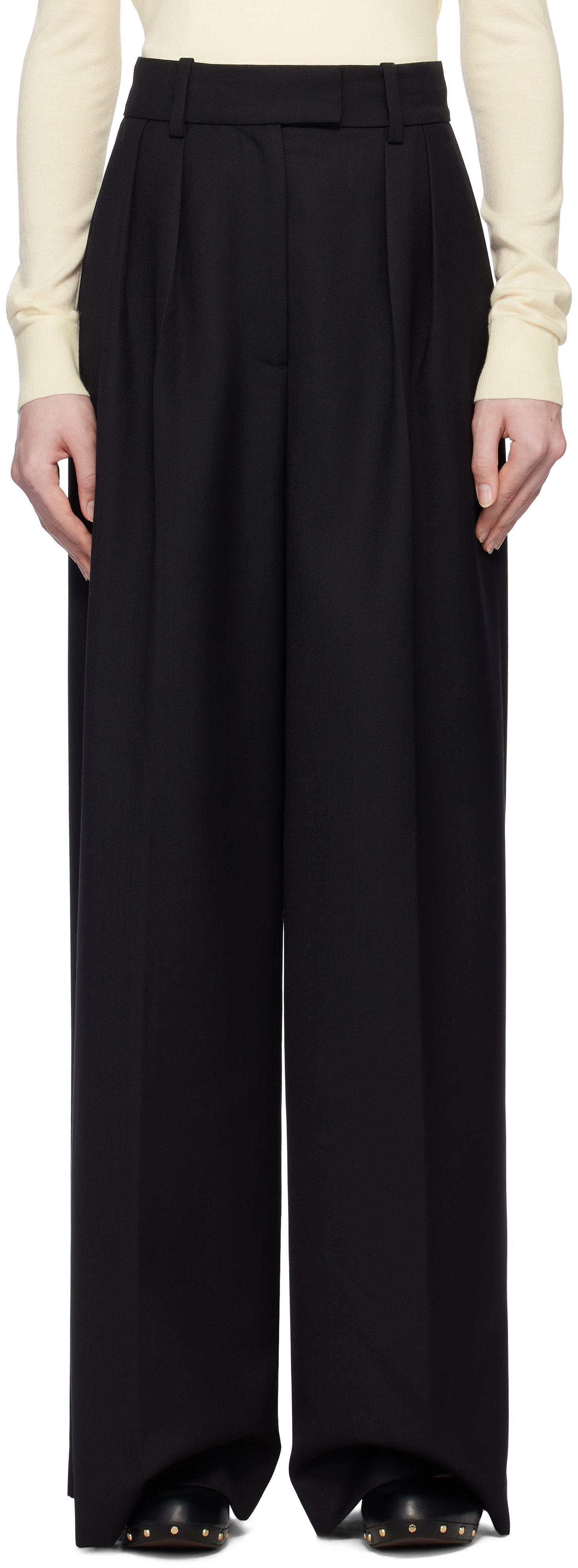 Nohavice Anine Bing Anine Bing Lou Wide Leg Trousers Čierna | A-03-10389-BLK26, 0