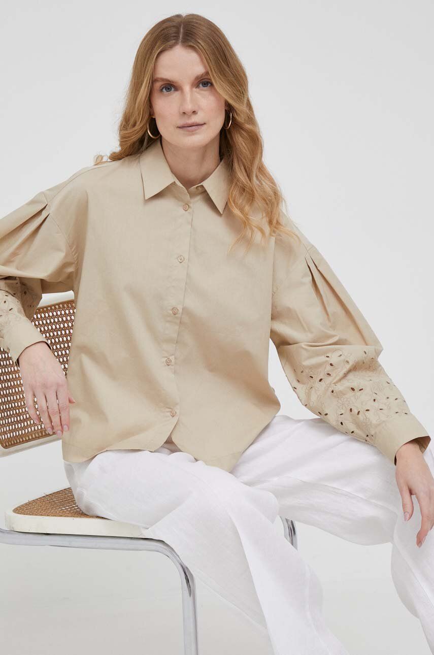 Košeľa United Colors of Benetton Shirt Béžová | 5EW7DQ04E.39A, 0