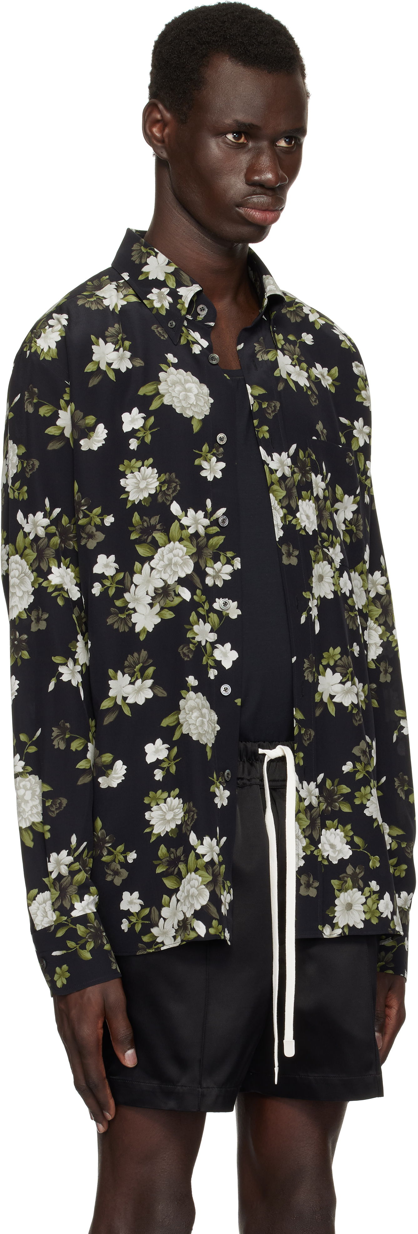 Košeľa Tom Ford Tom Ford Crepe De Chine Floral Print Fluid Fit Shirt Čierna | HRO003-FMS043S25, 1
