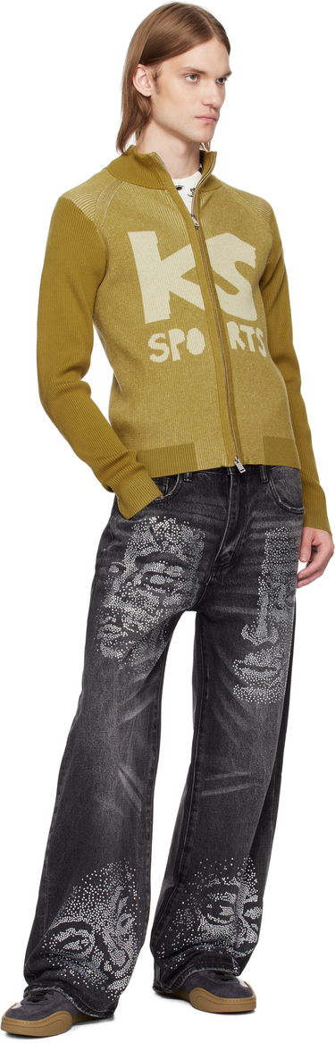 Sveter KidSuper KidSuper Retro Rib 'KS Sports' Zip-Up Sweater Žltá | SS25-SW-17, 3