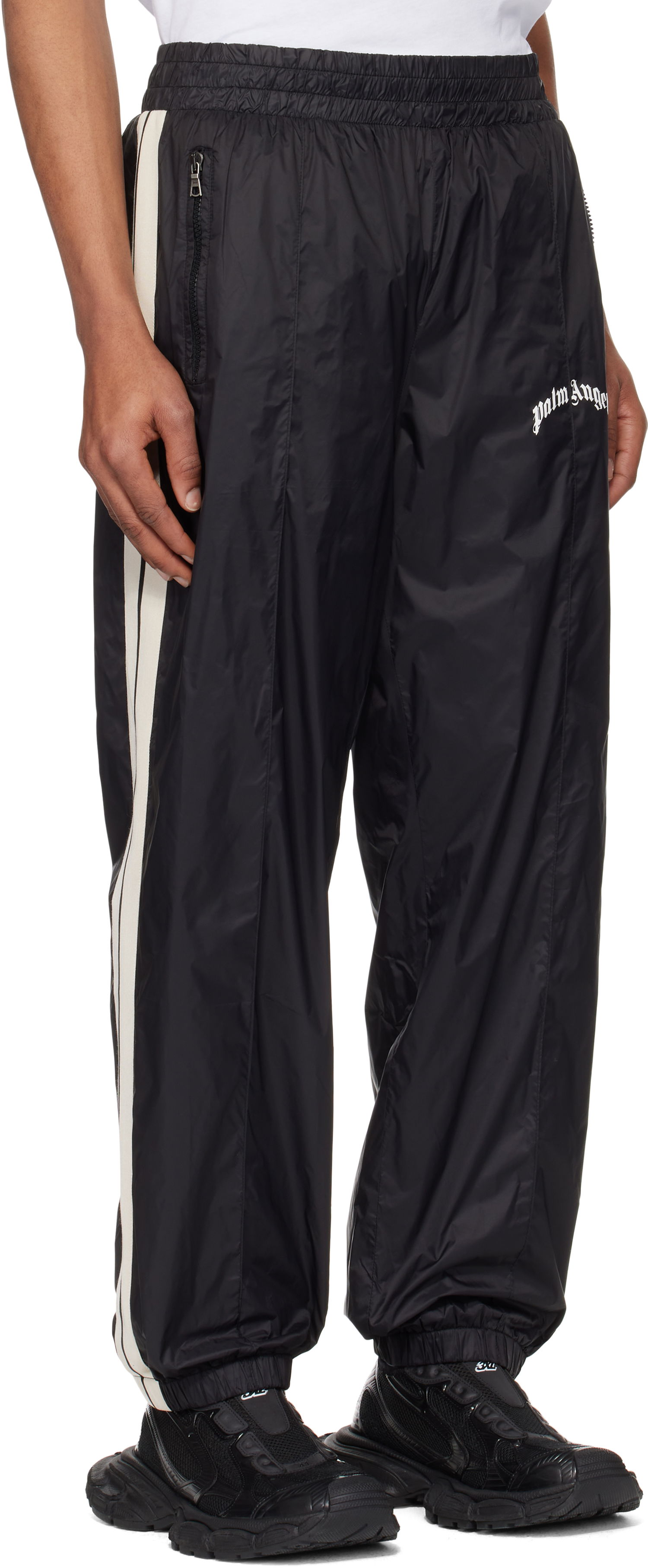 Tepláky Palm Angels Palm Angels Curved Logo Nylon Track Pants Čierna | PMCA179S25FAB0011009, 1